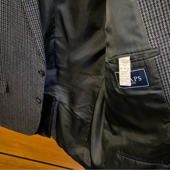 HOUNDSTOOTH BLAZER - GRAY BLACK BLUE WITH ELBOW PATCHES - Picture 12 of 12